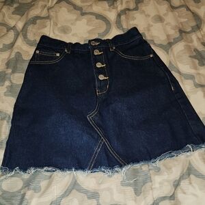 Denim Mini Skirt with Button Detail